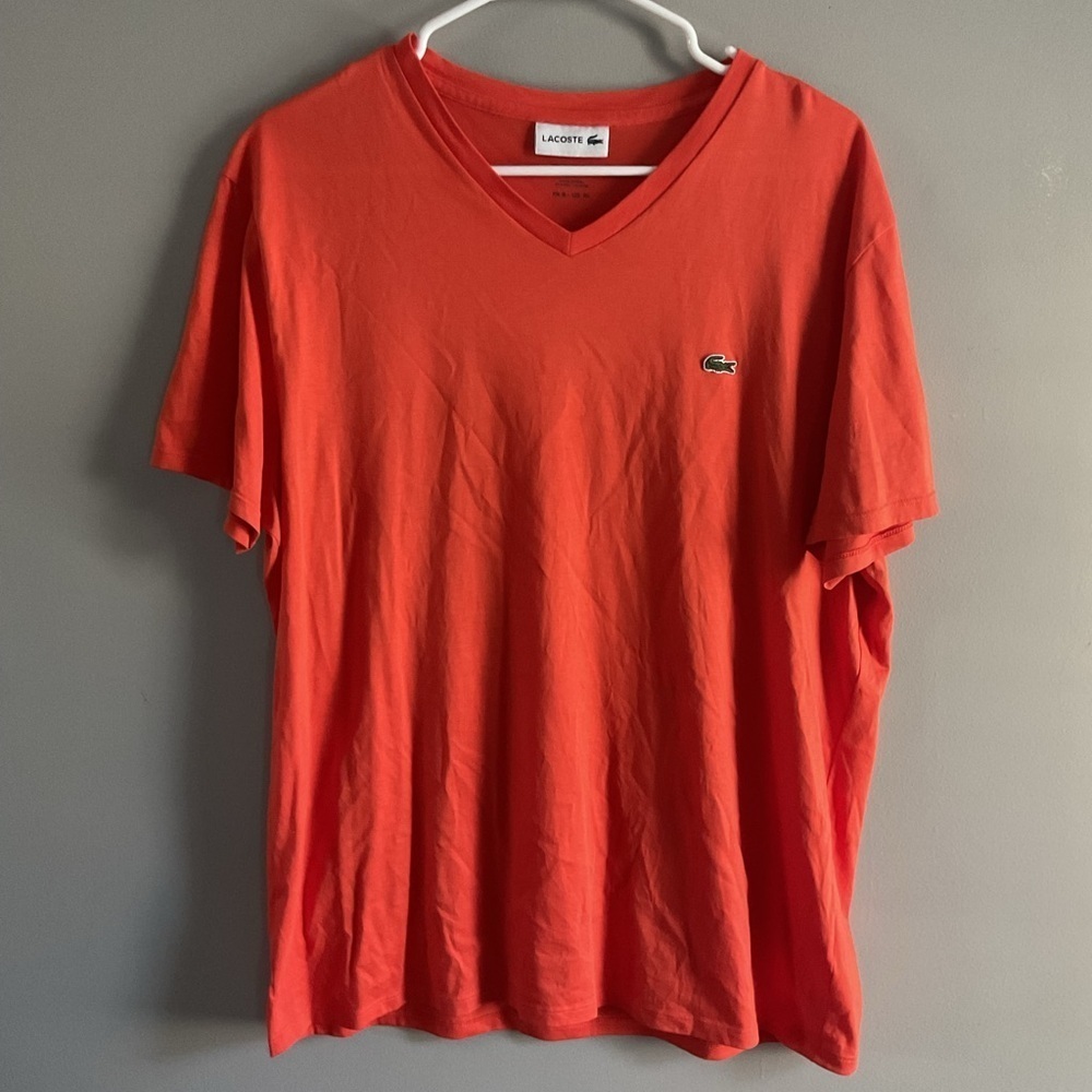 Lacoste Men's Orange V-Neck Tee
